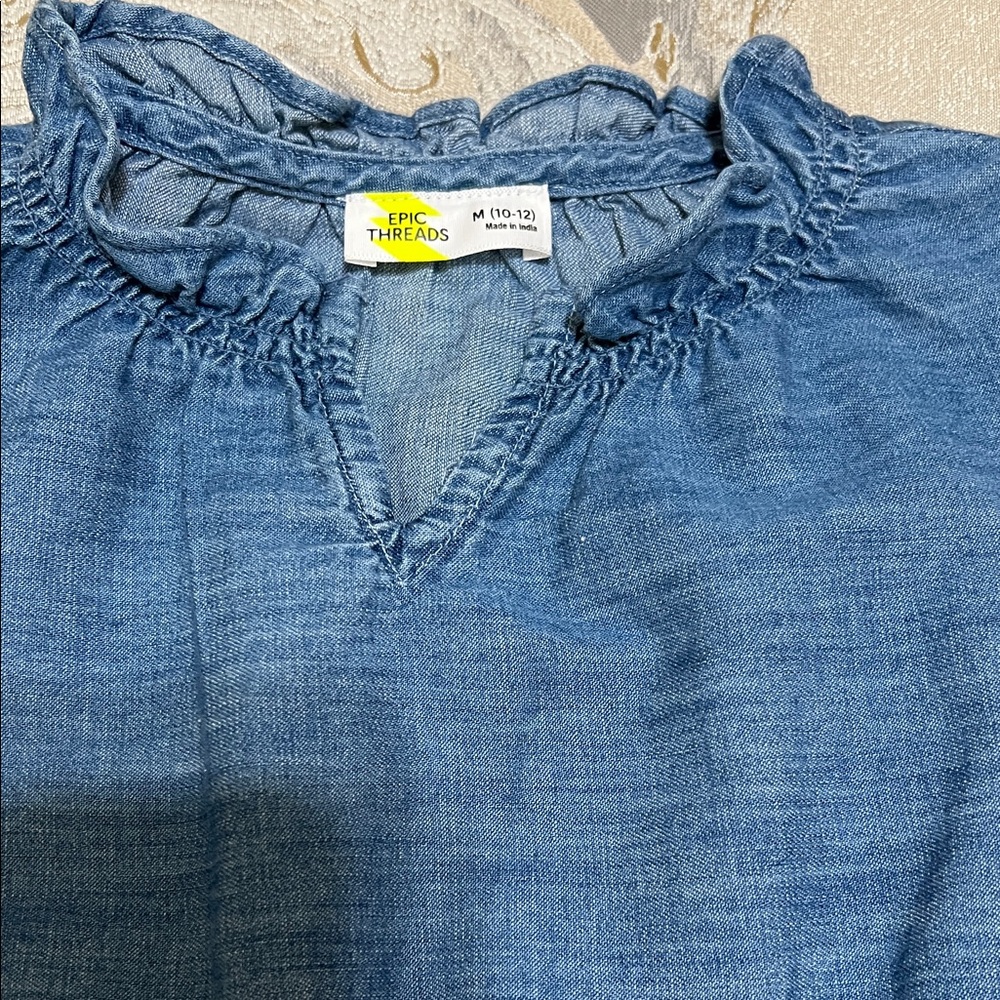 Epic Threads Indigo Ruffled Blouse